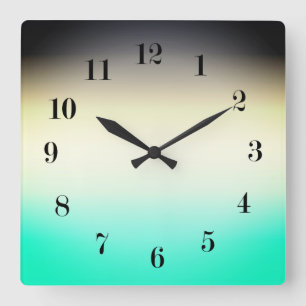 Turquoise grey Ombre Square Wall Clock