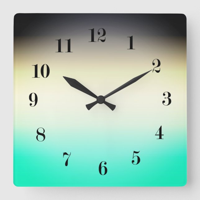 Turquoise grey Ombre Square Wall Clock (Front)