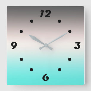 Turquoise grey Ombre Square Wall Clock