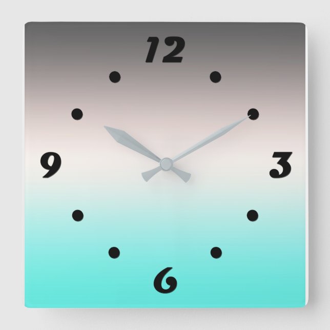Turquoise grey Ombre Square Wall Clock (Front)