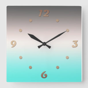 Turquoise grey Ombre Square Wall Clock