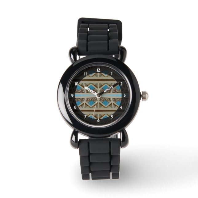 Turquoise Grey Southwestern design Watch (Front)