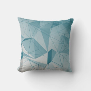 Turquoise Grey & White Gradient Geometric Pattern Cushion