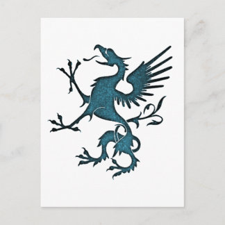Turquoise Griffin Mediaeval Fantasy Eagle Lion Postcard