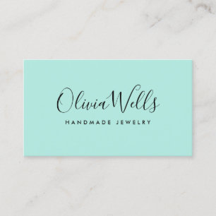 Turquoise Handwritten Script Social Media Icons Business Card
