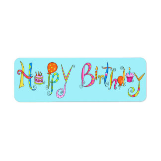 Turquoise Happy Birthday Address Label Sticker