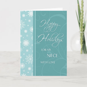 Turquoise Happy Holidays Niece Christmas Card