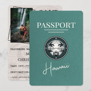 Turquoise Hawaii Passport Save The Date