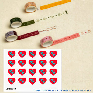 Turquoise Heart & Arrow Heart Sticker