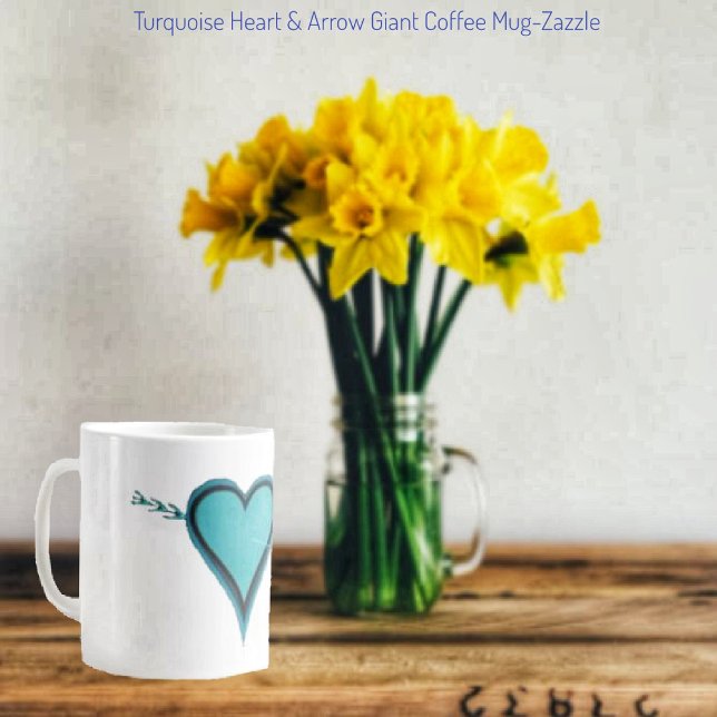 Turquoise Heart & Arrow Large Coffee Mug (Creator Uploaded)