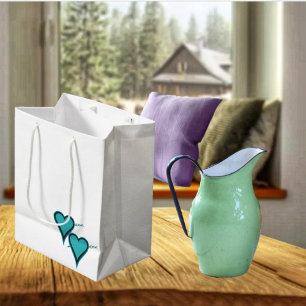 Turquoise Heart & Arrow Medium Gift Bag