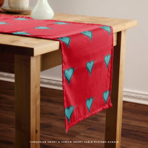 Turquoise Heart & Arrow Short Table Runner