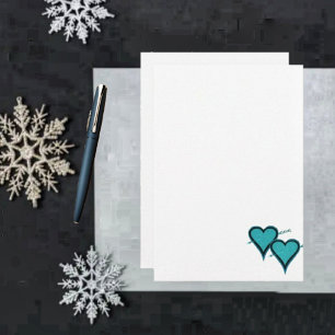 Turquoise Heart & Arrow Stationery