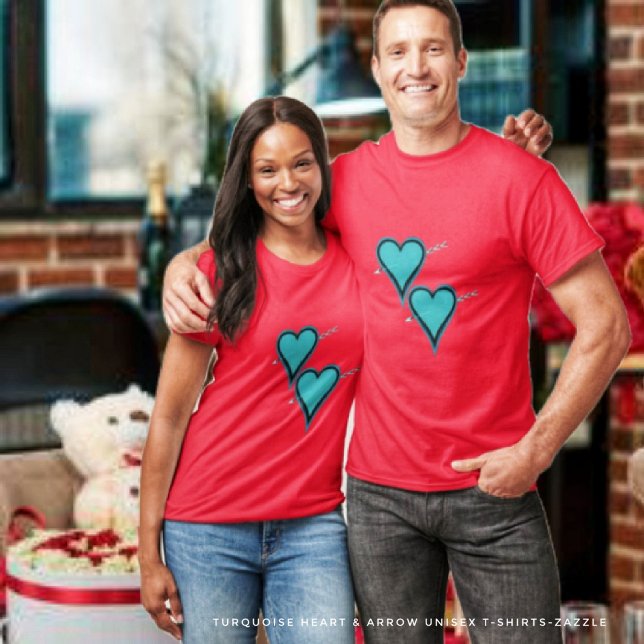 Turquoise Heart & Arrow T-Shirt (Creator Uploaded)