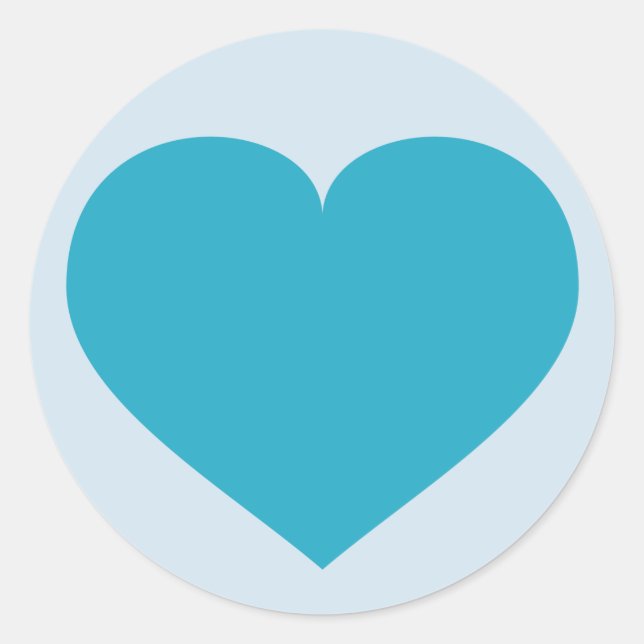 Turquoise Heart Classic Round Sticker (Front)