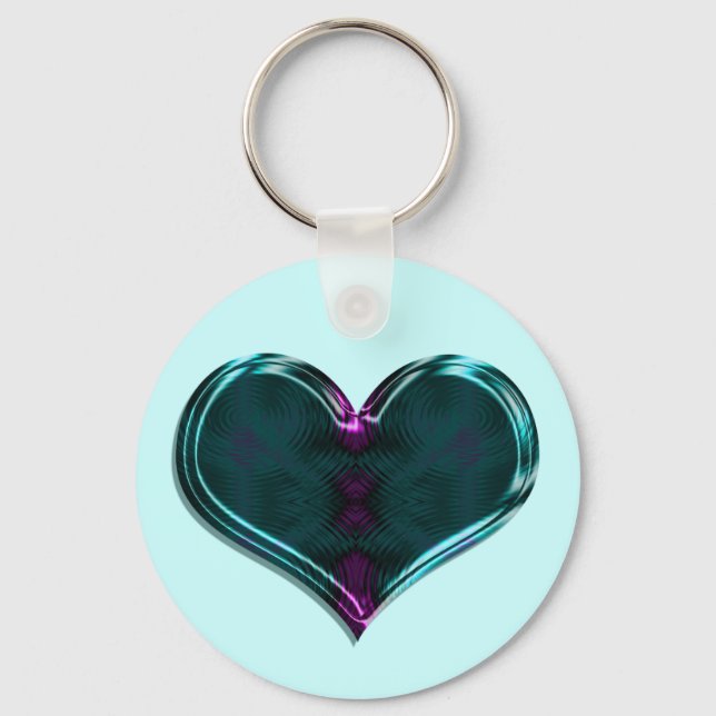 turquoise heart key ring (Front)
