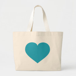Turquoise heart large tote bag
