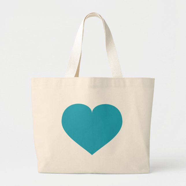 Turquoise heart large tote bag (Front)