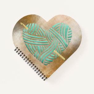 Turquoise Heart on Vintage Decoupage Notebook