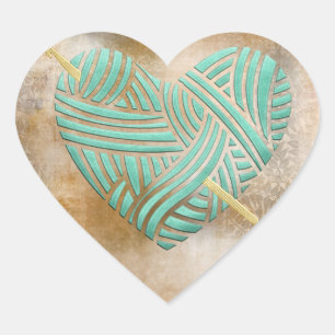 Turquoise Heart on Vintage Decoupage Sticker