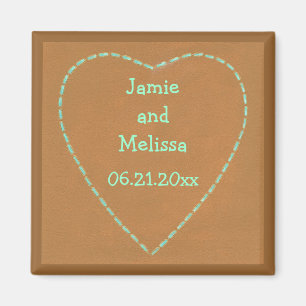 Turquoise Heart Save the date Wedding Magnets