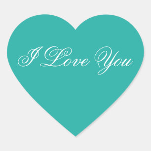 Turquoise Heart Sticker - I Love You