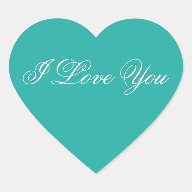 Turquoise Heart Sticker - I Love You (Front)