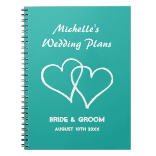 Turquoise heart wedding planner organiser notebook