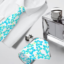 Turquoise Hibiscus Hawaiian pattern