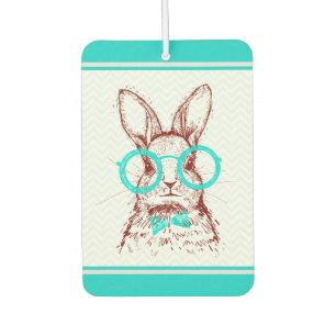 Turquoise Hipster Easter Bunny   Holidays Car Air Freshener