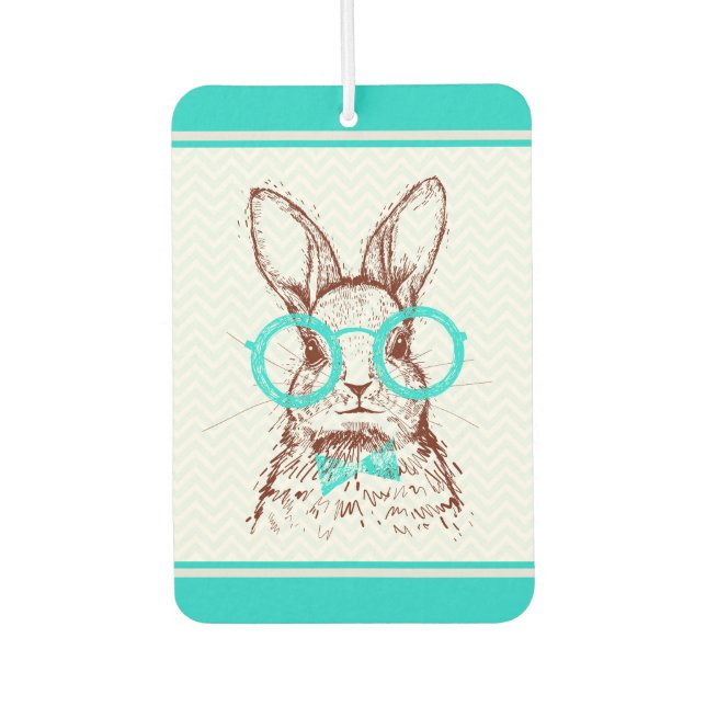 Turquoise Hipster Easter Bunny | Holidays Car Air Freshener (Front)