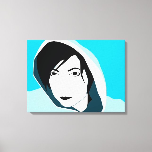 turquoise hooded stare canvas print (Front)