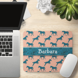Turquoise Horse Personalised Mouse Mat