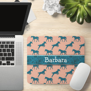 Turquoise Horse Personalised Mouse Mat