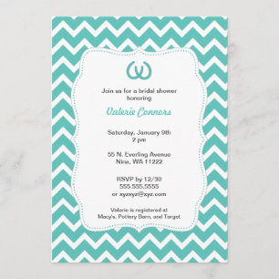 Turquoise Horseshoes Bridal Shower Invite Chevron