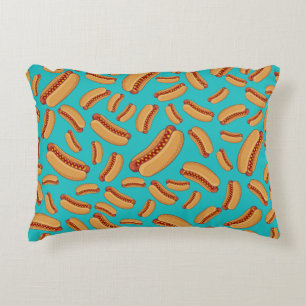 Turquoise hotdogs decorative cushion
