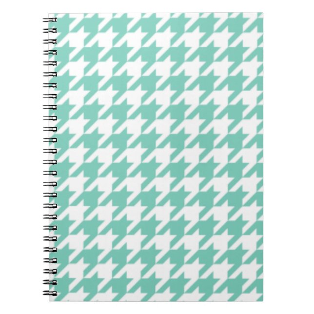 Turquoise Houndstooth Notepad Notebook (Front)