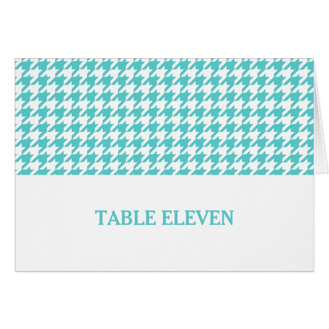 Turquoise Houndstooth Table Number Card (Front Horizontal)