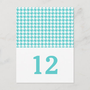 Turquoise Houndstooth Table Number Postcard