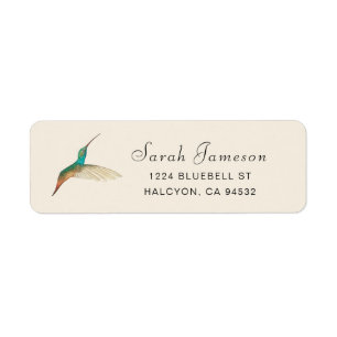 Turquoise Hummingbird Address Label