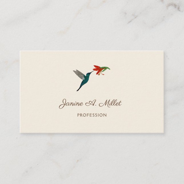 Turquoise Hummingbird Business Card (Front)