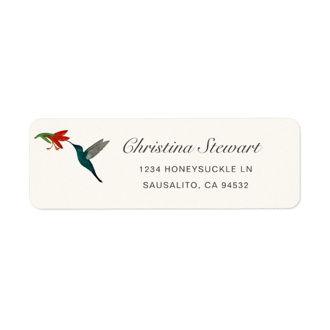 Turquoise Hummingbird Return Address Label (Front)
