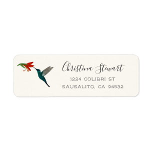 Turquoise Hummingbird Return Address Label