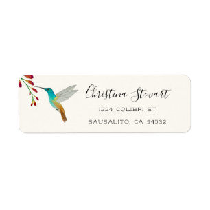 Turquoise Hummingbird Return Address Label