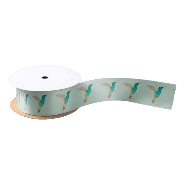 Turquoise Hummingbird Satin Ribbon (Spool)