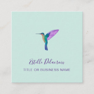 Turquoise Hummingbird Square Business Card