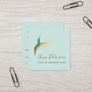 Turquoise Hummingbird Square Business Card