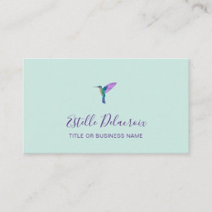 Turquoise Hummingbird Square Business Card