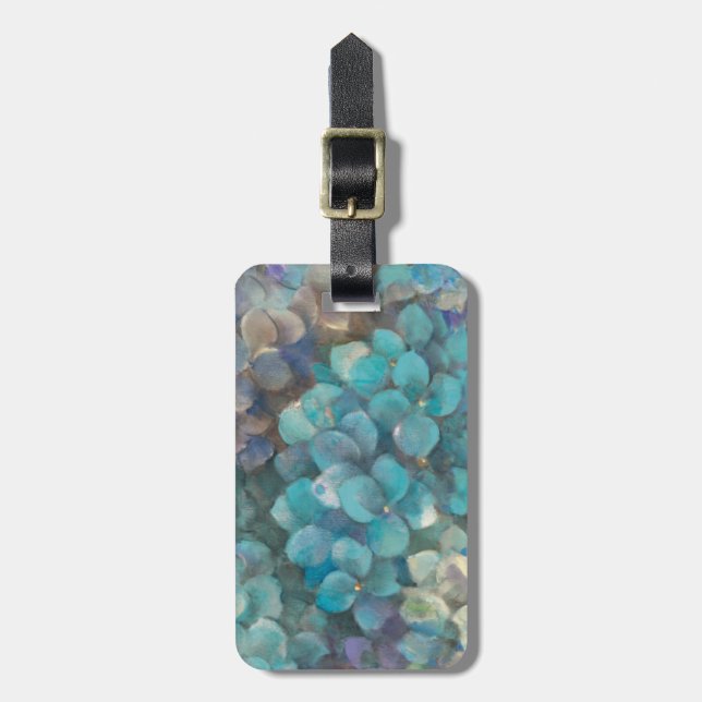 Turquoise Hydrangea Luggage Tag (Front Vertical)