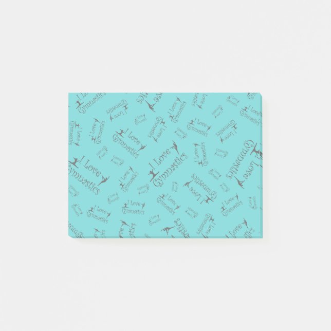 Turquoise I love gymnastics Post-it Notes (Front)